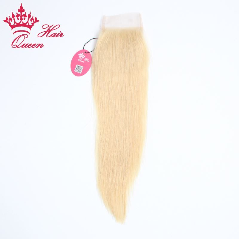 Photo de Queen Hair Lace Closure Brazilian Hair Straight Human Virgin Hair 8"-18" Top Closure Free Part Bleached Knots DHL Free Shipping