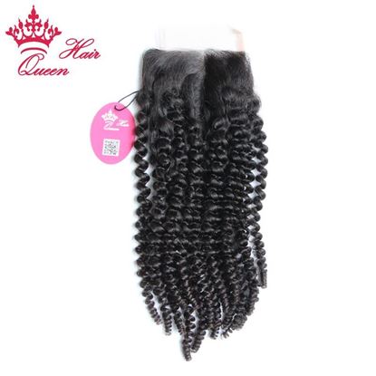 Picture of Queen Hair Products Kinky Curly Brazilian Virgin Human Hair 3.5"*4" Lace Closure 8"-20" Middle Part Closure DHL Free Shipping