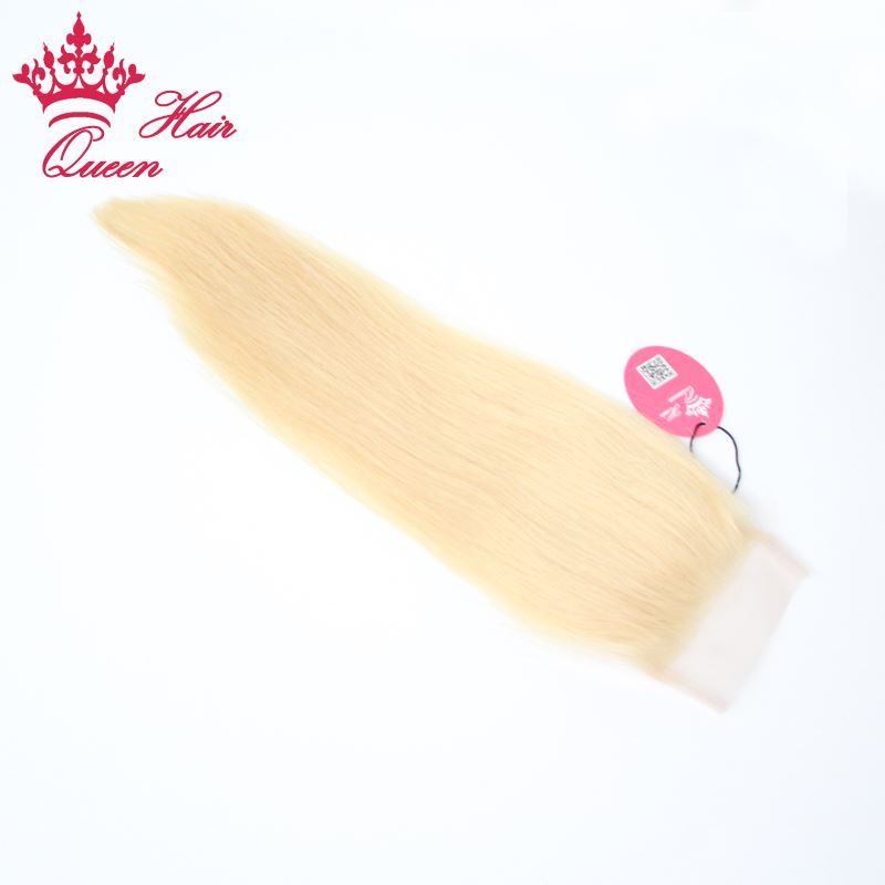 Photo de Queen Hair Lace Closure Brazilian Hair Straight Human Virgin Hair 8"-18" Top Closure Free Part Bleached Knots DHL Free Shipping