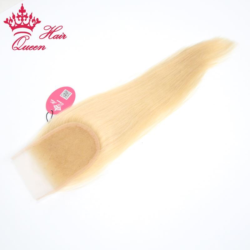 Photo de Queen Hair Lace Closure Brazilian Hair Straight Human Virgin Hair 8"-18" Top Closure Free Part Bleached Knots DHL Free Shipping