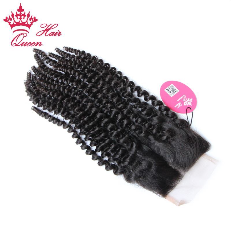 Photo de Queen Hair Products Kinky Curly Brazilian Virgin Human Hair 3.5"*4" Lace Closure 8"-20" Middle Part Closure DHL Free Shipping
