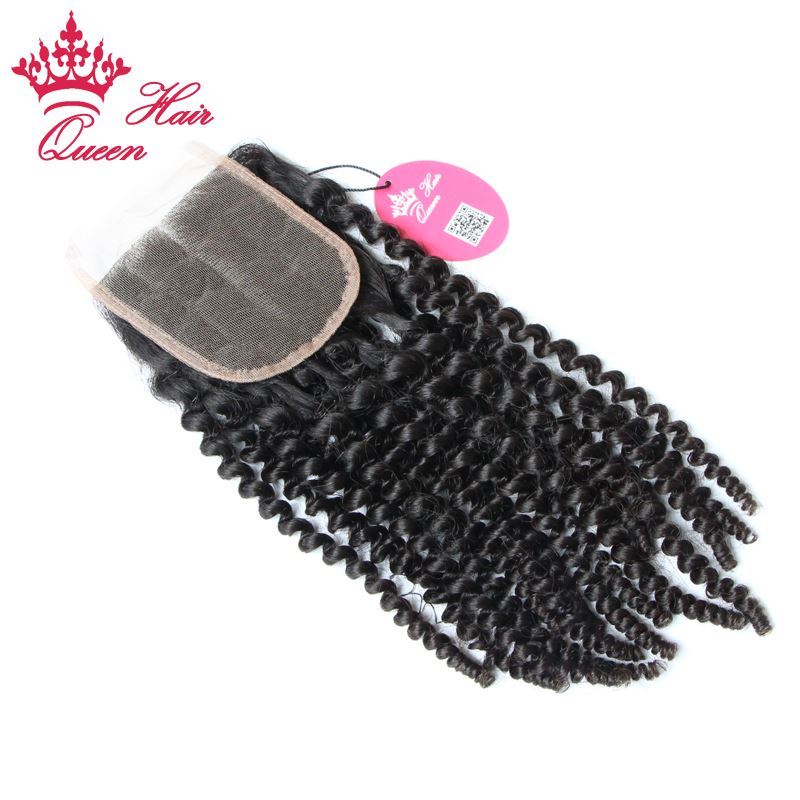 Photo de Queen Hair Products Kinky Curly Brazilian Virgin Human Hair 3.5"*4" Lace Closure 8"-20" Middle Part Closure DHL Free Shipping
