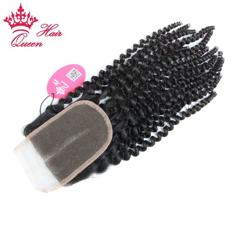 Photo de Queen Hair Products Kinky Curly Brazilian Virgin Human Hair 3.5"*4" Lace Closure 8"-20" Middle Part Closure DHL Free Shipping