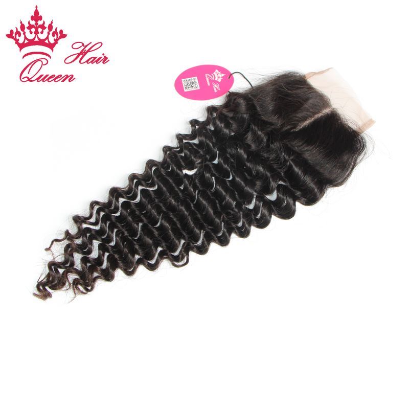 Photo de Queen Hair Products 8"- 18" Lace Closure Hair Lace Top Closure Swiss Lace 3.5"*4" Deep Wave Middle Part Shedding Tangle Free