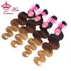 Photo de Queen Hair Products Ombre Hair Extensions Brazilian Virgin Hair Body Wave Three Tone Color #1b #4 #27 Ombre Human Hair Weaves