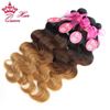 Photo de Queen Hair Products Ombre Hair Extensions Brazilian Virgin Hair Body Wave Three Tone Color #1b #4 #27 Ombre Human Hair Weaves