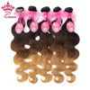 Photo de Queen Hair Products Brazilian Ombre Hair Extensions Brazilian Virgin Hair Body Wave #1B/#4/27 5Bundles Three Tone Human Hair