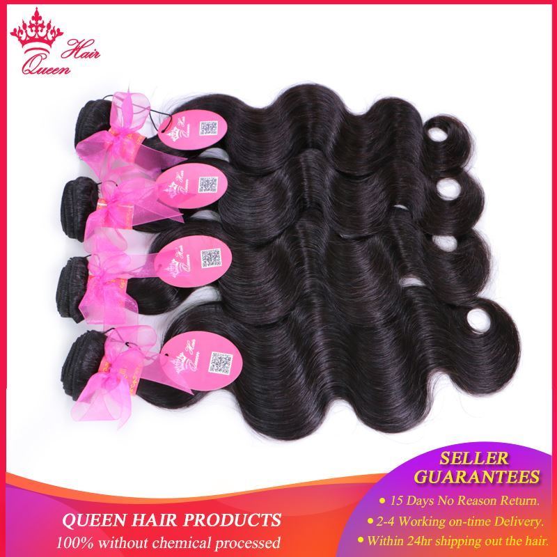 Picture of Queen Hair Products Brazilian Virgin Hair Body Wave 100% Virgin Unprocessed Human Hair Weave Hair Extension 3pcs/lot DHL Free Shipping