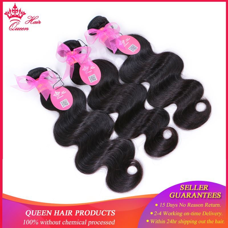 Picture of Queen Hair Products Brazilian Body Wave Hair 4pcs/lot Bundles Deal Human Hair Extentions Hair weft Natural Color 8"-28" In Stock