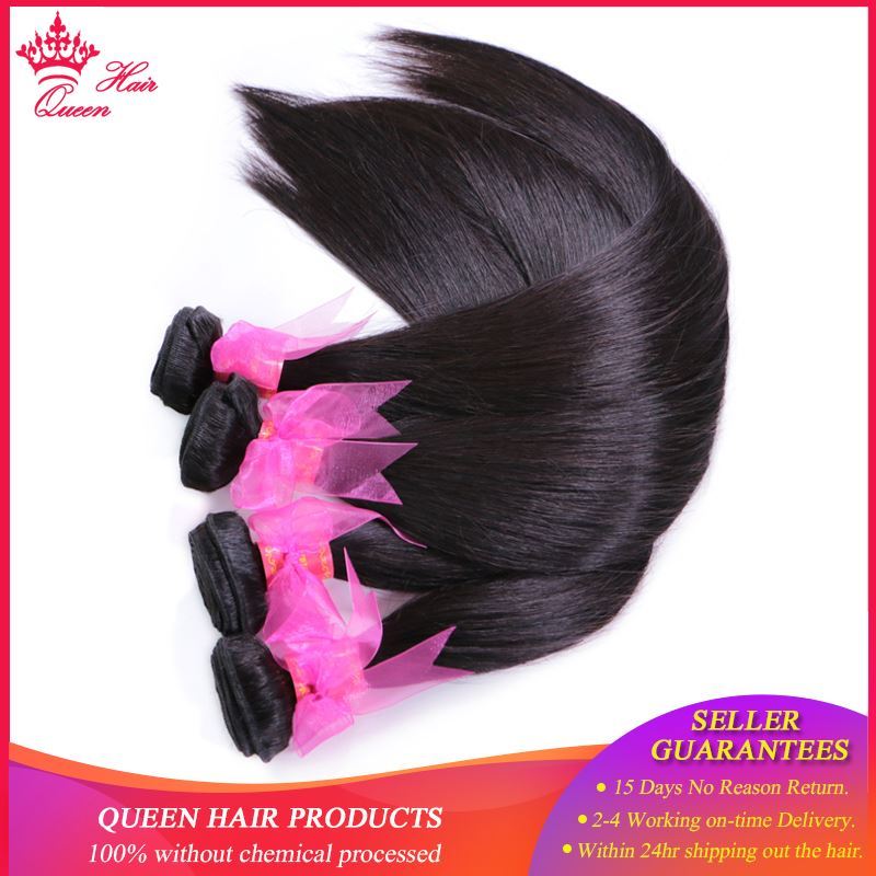 Photo de Queen Hair Brazilian Hair Weave Bundle Straight Hair Bundles 100% Human Hair Extension Products 1pc Natural Color 