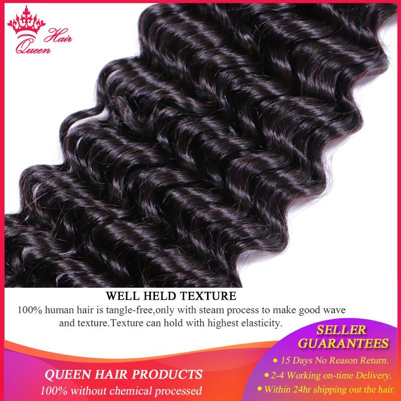 Picture of Queen Hair Brazilian Deep Wave 4 Bundle Deals 100% Human Hair Weave Extension Natural Black 10-28 inch Free Shipping