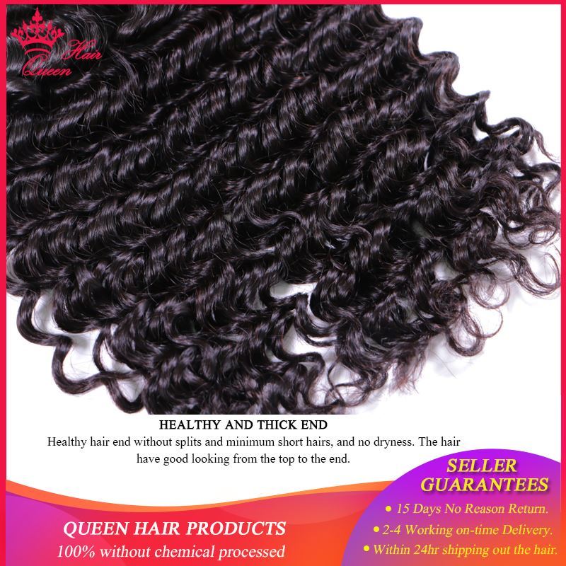Picture of Queen Hair Brazilian Deep Wave 4 Bundle Deals 100% Human Hair Weave Extension Natural Black 10-28 inch Free Shipping