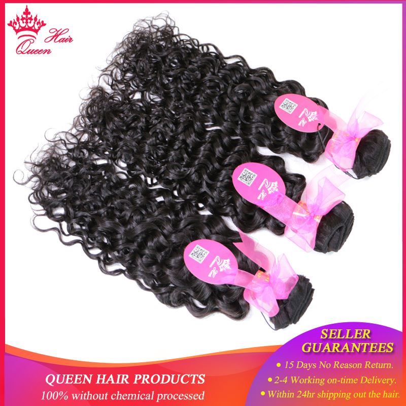 Picture of Queen Hair Products Brazilian Water Wave Hair Natural Color 10" - 28" 1 Piece Ali 100% Human Hair Weave Bundles Free Shipping