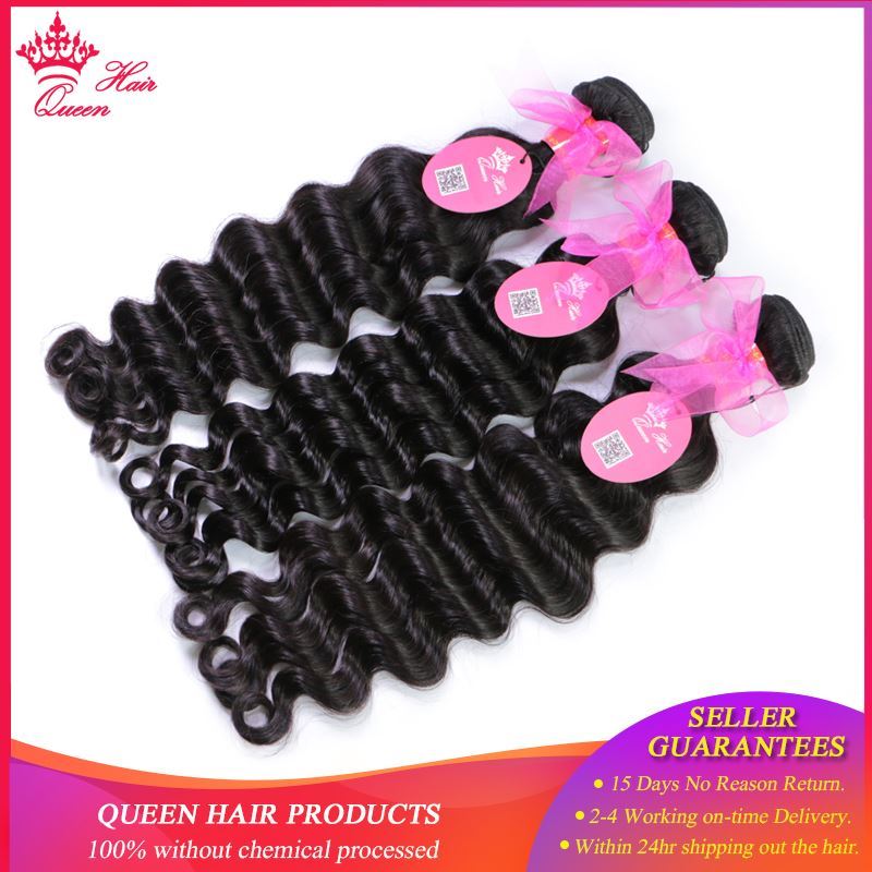 Picture of Queen Hair Products Brazilian Natural Wave More Wave Hair Bundles Natural Color 1B 100% Human Hair Extensions Weave