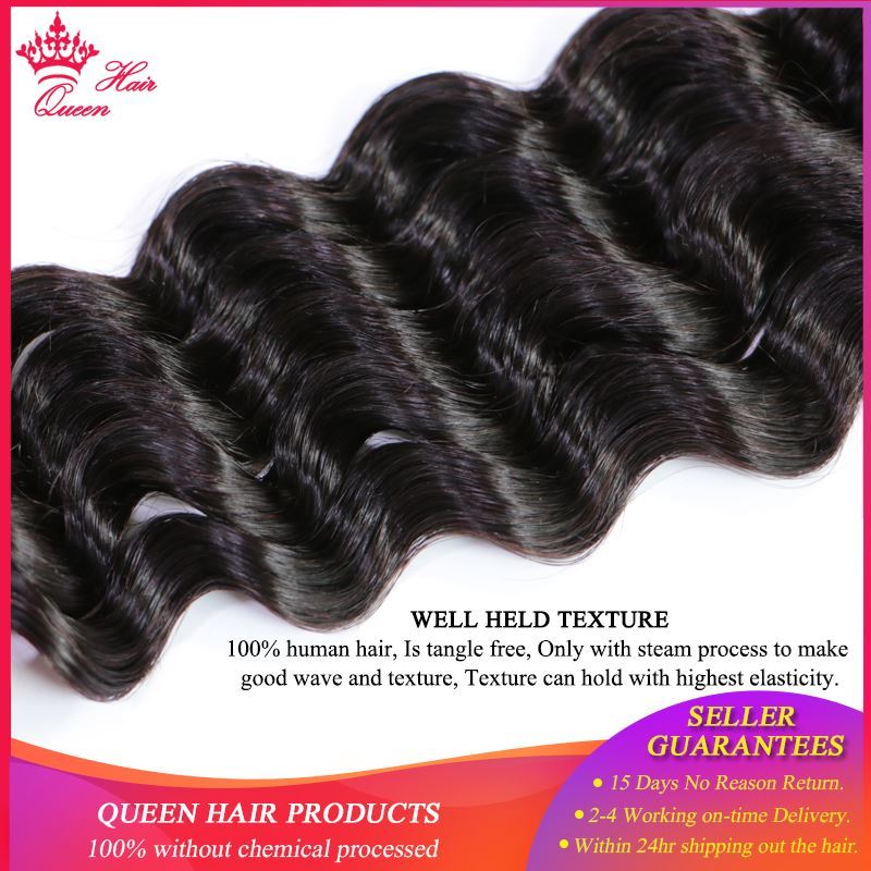 Picture of Queen Hair Products Brazilian Natural Wave More Wave Hair Bundles Natural Color 1B 100% Human Hair Extensions Weave