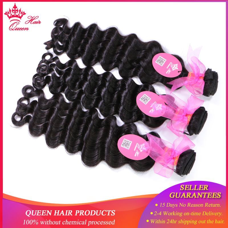 Photo de Queen Hair Products Brazilian Hair Weaving Natural Wave Human Hair Bundles 3pcs/lot Hair Extension 10-28inch Free Shipping