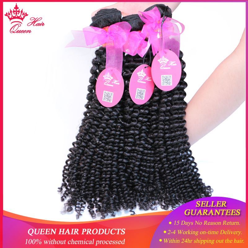 Photo de Queen Hair Products Brazilian Human Hair Kinky Curly Weaving Natural Color 1B Hair Bundles 100% Human Hair Weft Can be Dyed