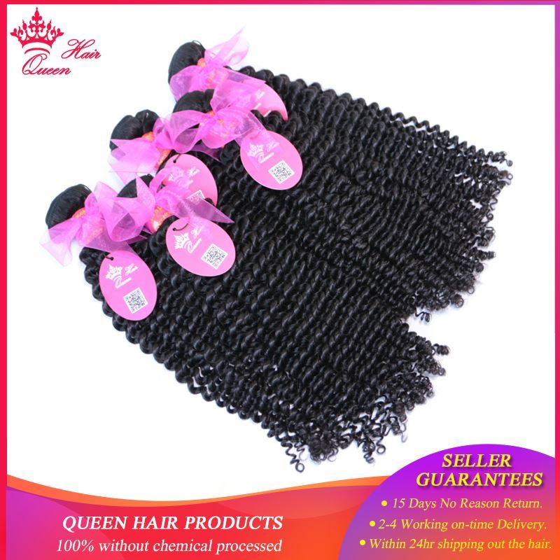 Picture of Queen Hair Products Brazilian Human Hair Kinky Curly Weaving Natural Color 1B Hair Bundles 100% Human Hair Weft Can be Dyed