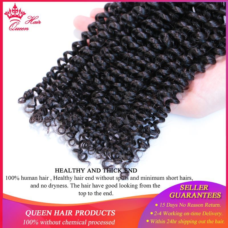 Picture of Queen Hair Products Brazilian Human Hair Kinky Curly Weaving Natural Color 1B Hair Bundles 100% Human Hair Weft Can be Dyed