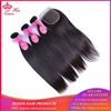 Photo de Queen Hair Products 100% Human Hair Brazilian Straight 3 Bundles With Closure virgin Hair Extensions Natural color Lace Closure