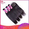 Picture of Queen Hair Products 100% Human Hair Brazilian Straight 3 Bundles With Closure virgin Hair Extensions Natural color Lace Closure