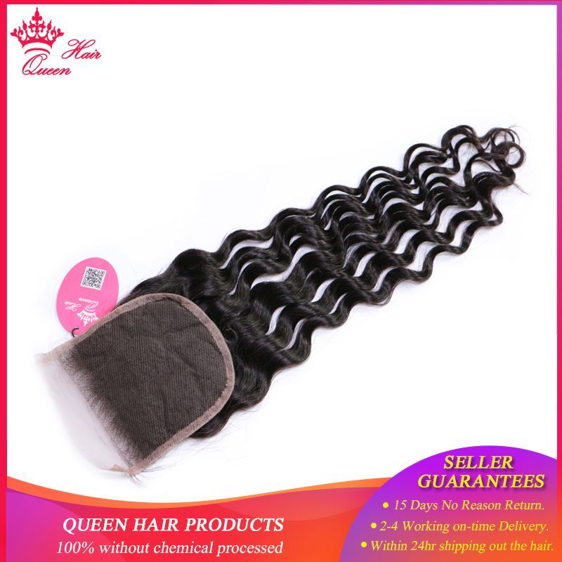 Photo de Queen Hair Products Brazilian Natural Wave Lace Closure Remy Weft Hair Weave 3 Bundles Human Hair Bundles With Closure 4pcs/lot