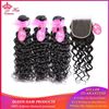 Picture of Queen Hair Brazilian Hair Weave Bundles With Lace Closure Virgin Human Hair 3 Bundle Deal With Closure Water Wave Bundles
