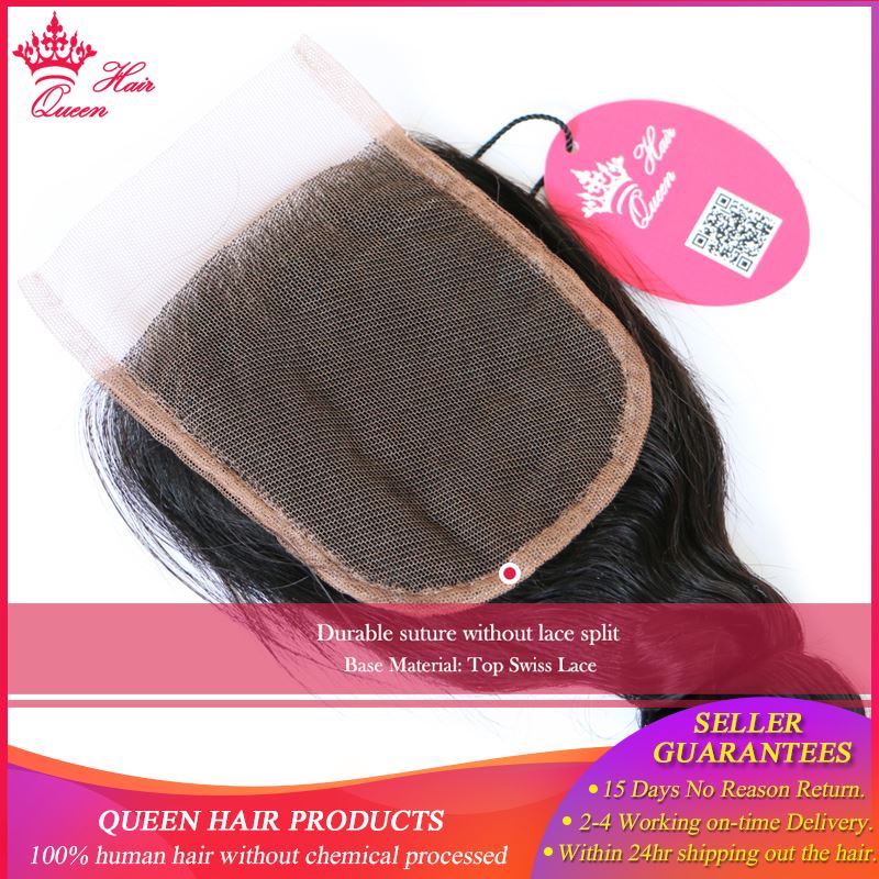 Picture of Queen Hair Products Brazilian Virgin Hair Swiss Lace Closure Loose Wave 100% Human Hair 4X4 Free Shipping
