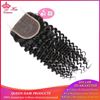 Photo de Queen Hair Products Brazilian Virgin Hair Deep Wave 4x4 Swiss Lace Closure 10"-20" Natural Color 100% Human Hair Free Part