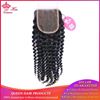 Photo de Queen Hair Products Brazilian Kinky Curly Virgin Hair Lace Closure 4"x4"100% Human Hair Free Part Style Natural Color