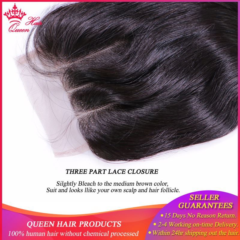 Photo de Queen Hair Products 4x4 Lace Closure Brazilian Body Wave Virgin Hair Natural Color 1B 100% Human Hair Three Part Free Shipping