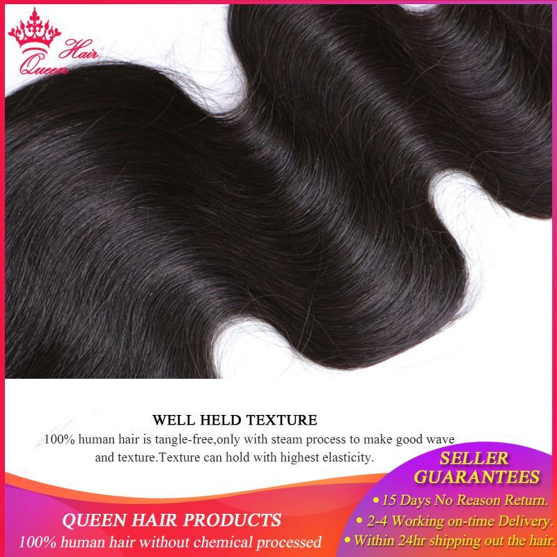 Photo de Queen Hair Products Free Part Silk Base Closure Brazilian Virgin Hair Body Wave 100% Human Hair Natural color