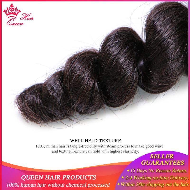 Photo de Queen Hair Products Silk Base Closure Brazilian Virgin Hair Loose Wave 100% Human Hair Swiss Lace Natural Color