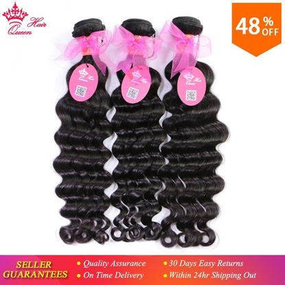 Photo de Queen Hair Products More Wave 3Pcs/Lot Unprocessed Brazilian Virgin Hair Extensions 100% Brazilian Human Hair Weft DHL Free Shipping