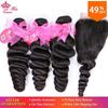 Photo de Queen Hair Products Brazilian Loose Wave Bundles with Closure 100% Human Hair 3 Bundles With Lace Closure Fast Free Shipping