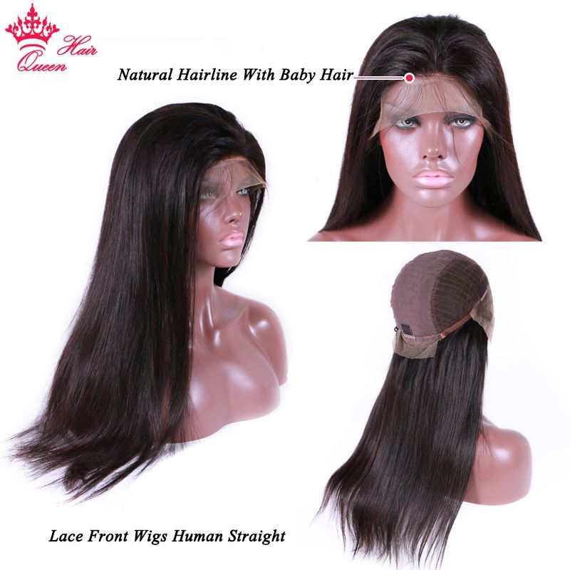 Photo de Queen Hair Lace Front Human Hair Wigs For Black Women Pre Plucked 130% Density Brazilian Hair Natural Straight Wig Remy Glueless