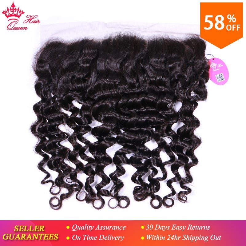 Photo de Queen Hair Product Swiss Lace Frontal Closure Ear to Ear 13"x4" Brazilian Virgin Hair Natural Wave 100% Human Hair Natural Color