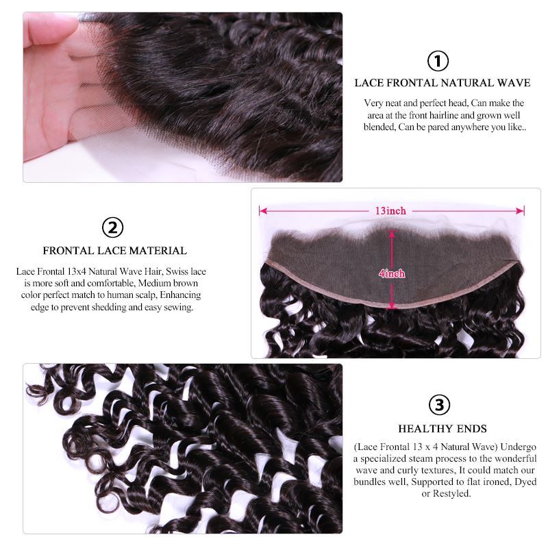 Picture of Queen Hair Product Swiss Lace Frontal Closure Ear to Ear 13"x4" Brazilian Virgin Hair Natural Wave 100% Human Hair Natural Color