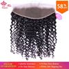 Photo de Queen Hair Products Deep Curly wave Brazilian Virgin Human Hair Lace Frontal Closure 13"x4" ear to ear 10"-20" Natural Color 1B