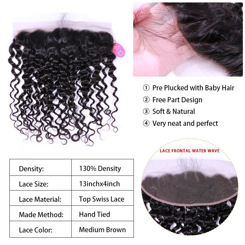 Picture of Queen Hair Brazilian Water Wave 13*4 Ear To Ear Lace Frontal Closure Virgin Hair Weave Bundles 100% Human Hair Shipping Free