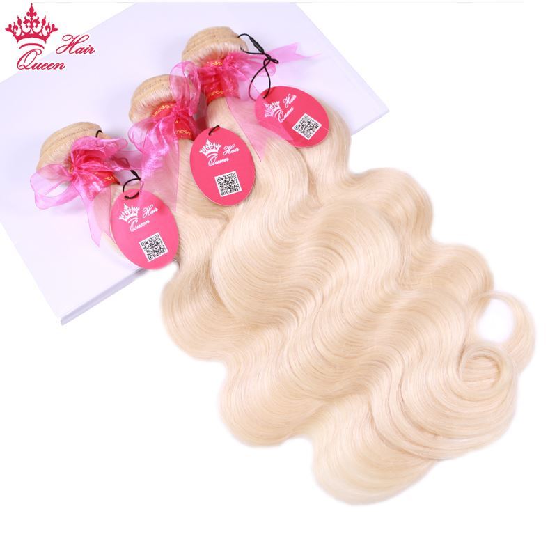 Picture of Queen Hair Products Brazilian #613 Blonde Body Wave 100% Human Hair Weave 12''-24''Inche Bundles Machine Double Weft Remy Hair