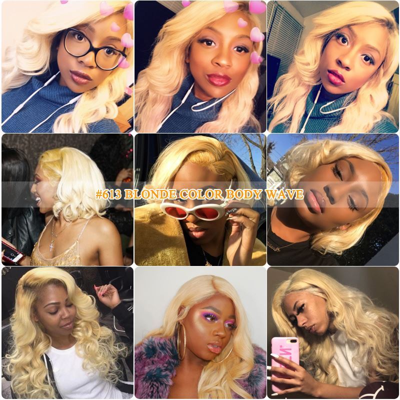 Photo de Queen Hair Products Brazilian #613 Blonde Body Wave 100% Human Hair Weave 12''-24''Inche Bundles Machine Double Weft Remy Hair