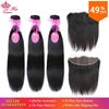 Picture of Queen Hair Brazilian Straight Hair Weave 3Bundles With 1 Piece Lace Frontal Closure Virgin Human Hair Bundles Deal Free Shipping