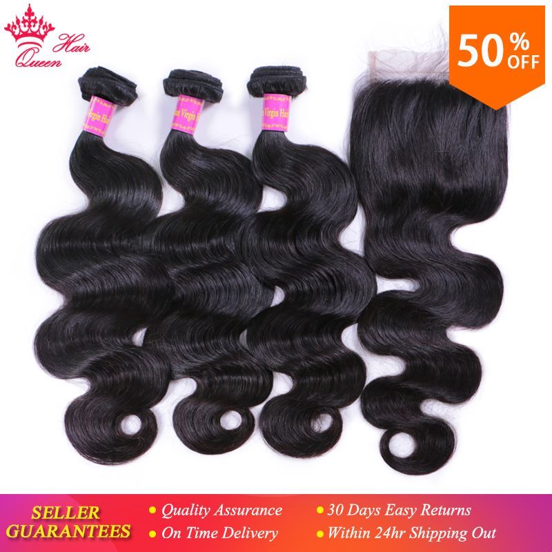 Picture of Queen Hair Products Brazilian Virgin Hair Body Wave Brazilian Hair Weave Bundles Unprocessed Human Hair Extension FAST SHIPPING