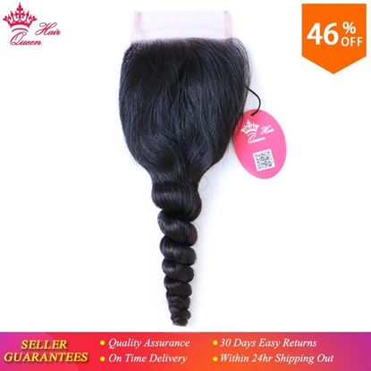 Photo de Queen Hair Products Brazilian Virgin Hair Swiss Lace Closure Loose Wave 100% Human Hair 4X4 Free Shipping