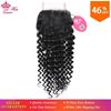 Picture of Queen Hair Products Brazilian Virgin Hair Deep Wave 4x4 Swiss Lace Closure 10"-20" Natural Color 100% Human Hair Free Part