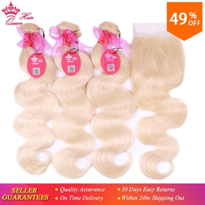 Queen Hair #613 Blonde Body wave with Closure