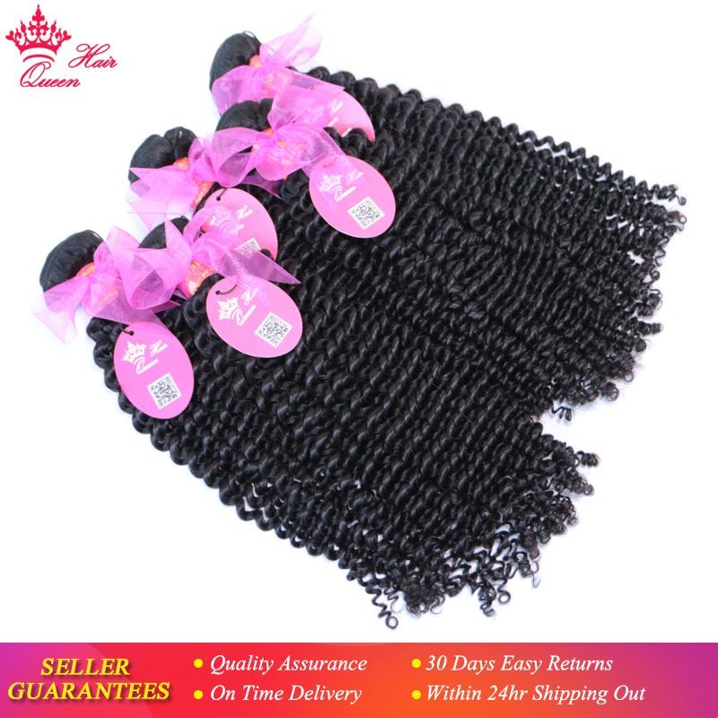 Picture of Queen Hair Products Kinky Curly Hair Weave 3 Bundles/Lot 100% Human Hair Extensions Brazilian Hair Bundles Natural Color