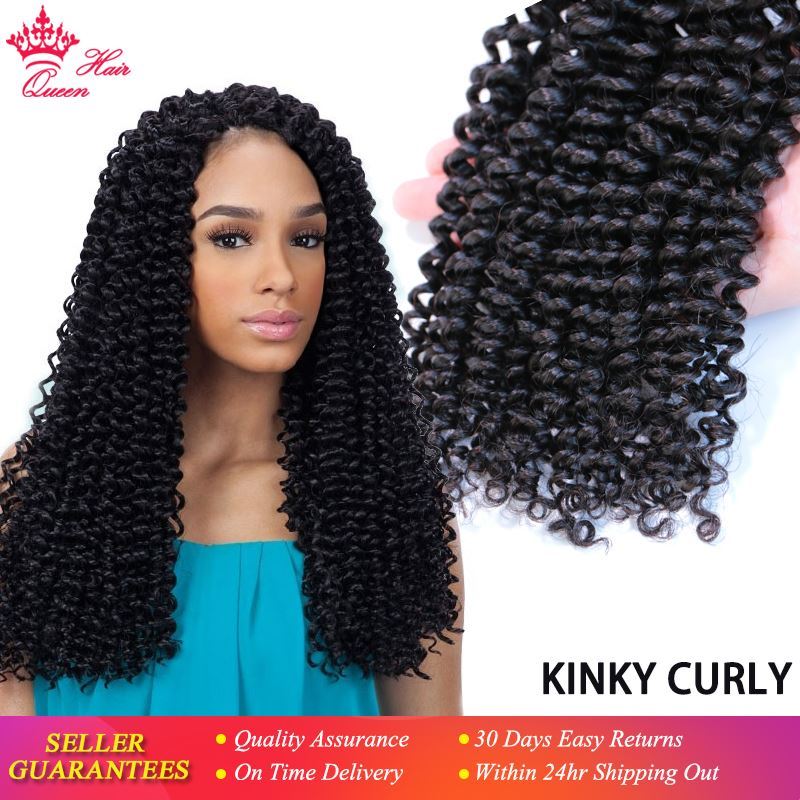 Picture of Queen Hair Products Kinky Curly Hair Weave 3 Bundles/Lot 100% Human Hair Extensions Brazilian Hair Bundles Natural Color