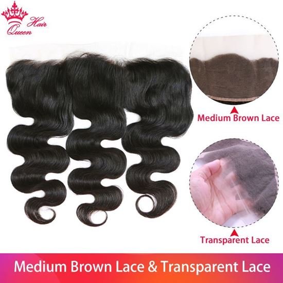Photo de Queen Hair Products Body Wave Transparent Lace Frontal Closure 13x4 Brazilian Virgin Hair Natural Color 100% Human Hair